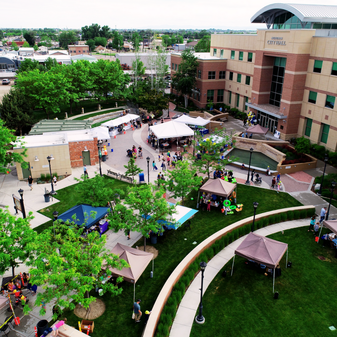 Aerial view of Expo at City Hall Plaza looking south